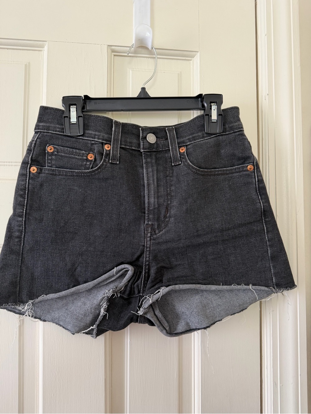 Levi's Black Denim Cutoff Shorts with Raw Hem